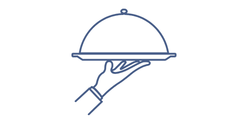 Hand holding a food serving tray