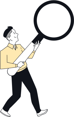 Person holding a large magnifying glass