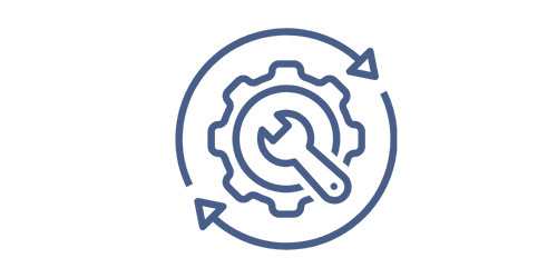 Gear icon with a wrench inside and arrows indicating ongoing maintenance.